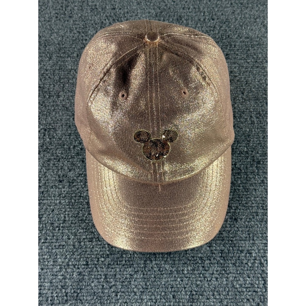 Disney Parks Rose Gold Metallic Glitter Mickey Mouse Sequin Baseball Cap Hat